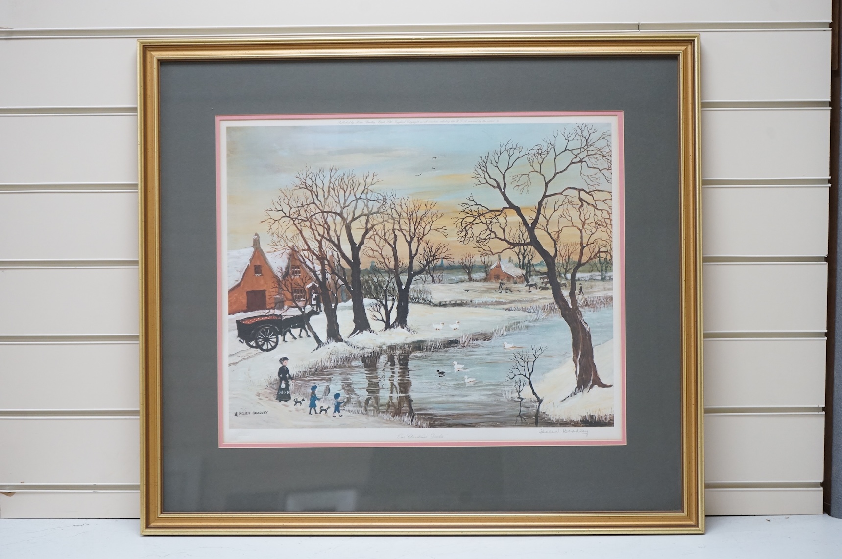Helen Bradley (1900-1979), 'Our Christmas ducks', signed in pencil to the margin, Fine Art Trade Guild blindstamped, published by Helen Bradley Prints Ltd, colour lithograph, 41 x 50cm